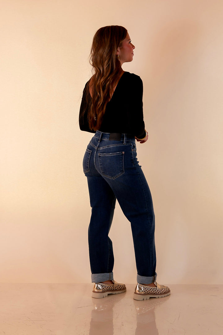 Judy Blue | Keep it Simple Billie Boyfriend Denim Jeans in True Indigo Dark Wash