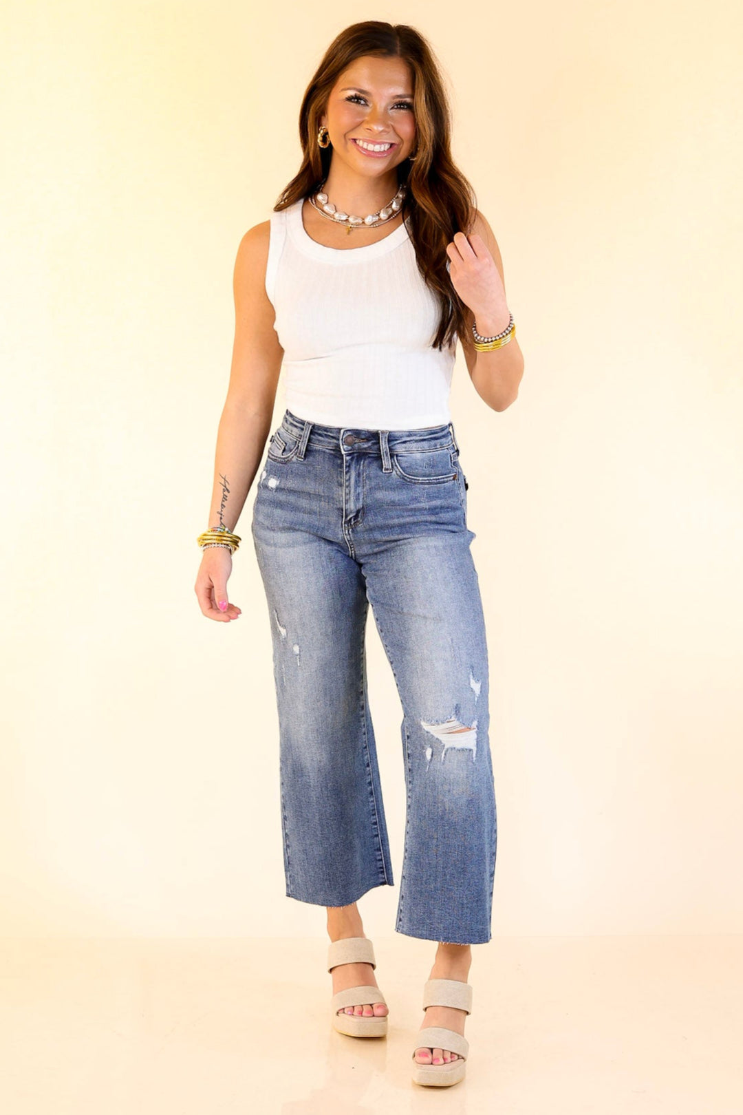 Summer Essential Cropped Sleeveless Top in White