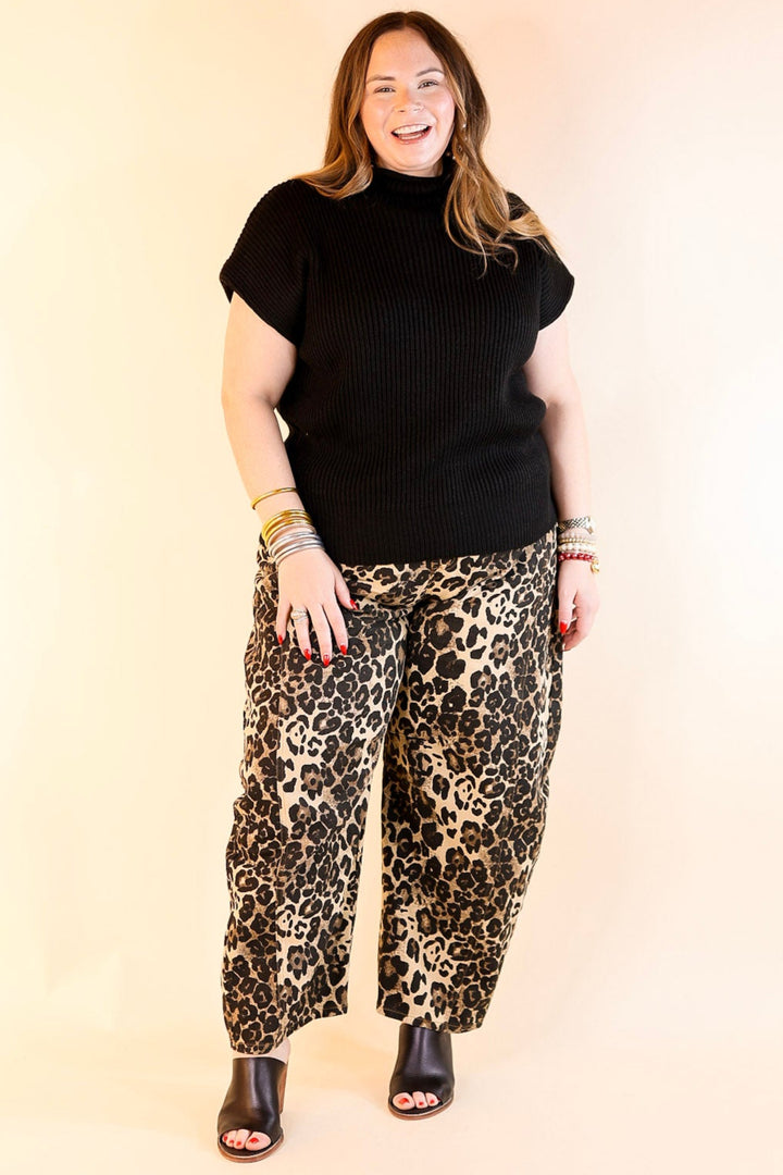 Run Wild Wide Leg Barrel Denim Jean in Leopard Print