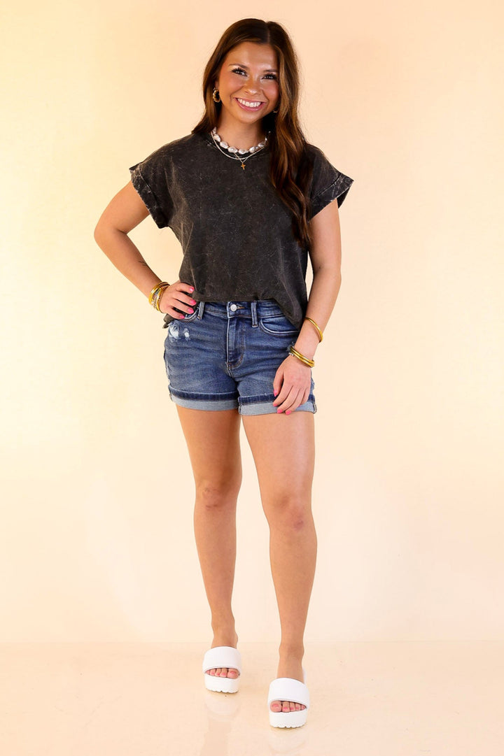Chic Made Easy Short Sleeve Shirt in Ash Black