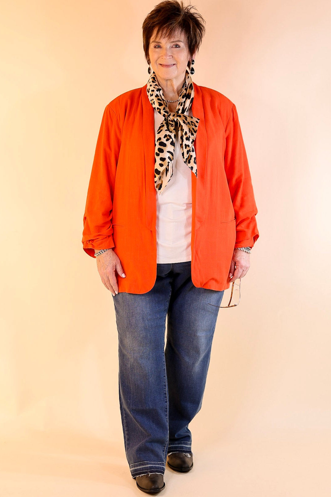 Promise Me Open Front Linen Blazer in Red