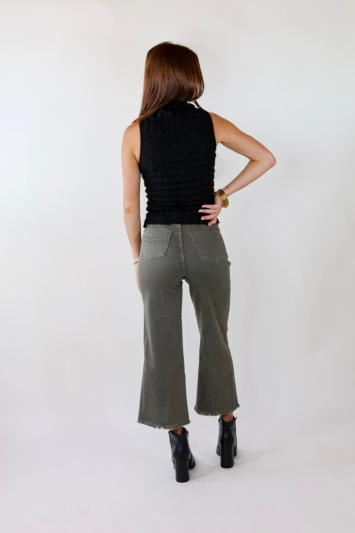 Daring Stares Mock Neck Bubble Tank Top in Black - Giddy Up Glamour Boutique