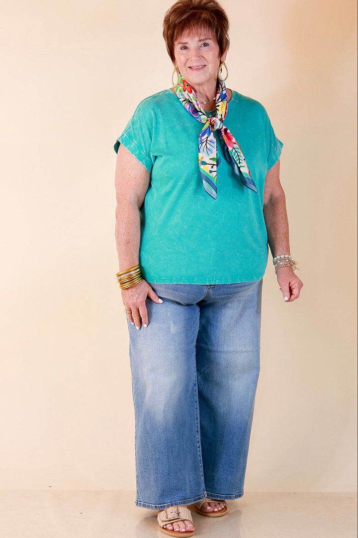 Chic Made Easy Short Sleeve Shirt in Turquoise
