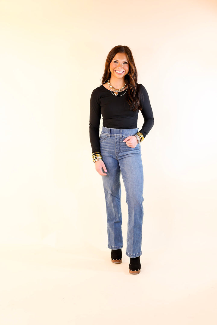 SPANX | EveryWear Kick Flare Crop Denim Jeans in Vintage Indigo (Medium Wash)
