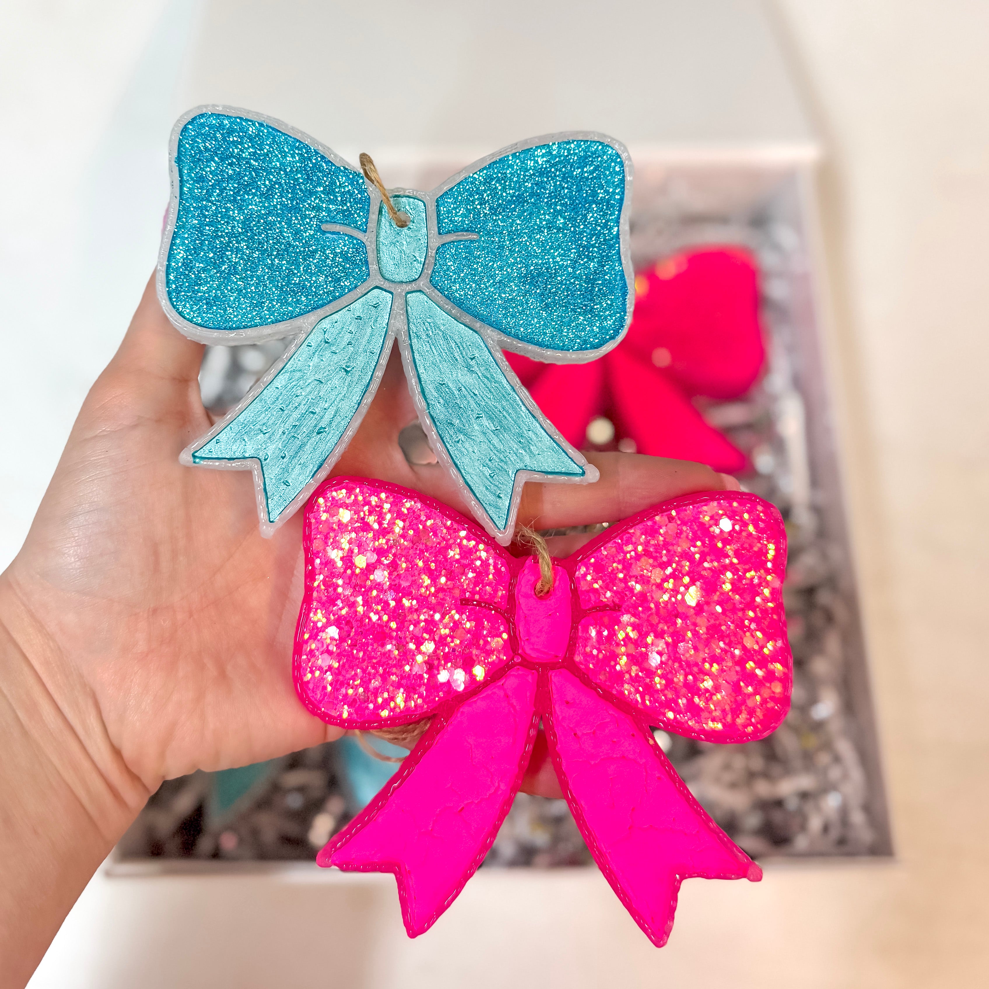 Pink Pizzazz Glittery Bow Freshie in Various Scents