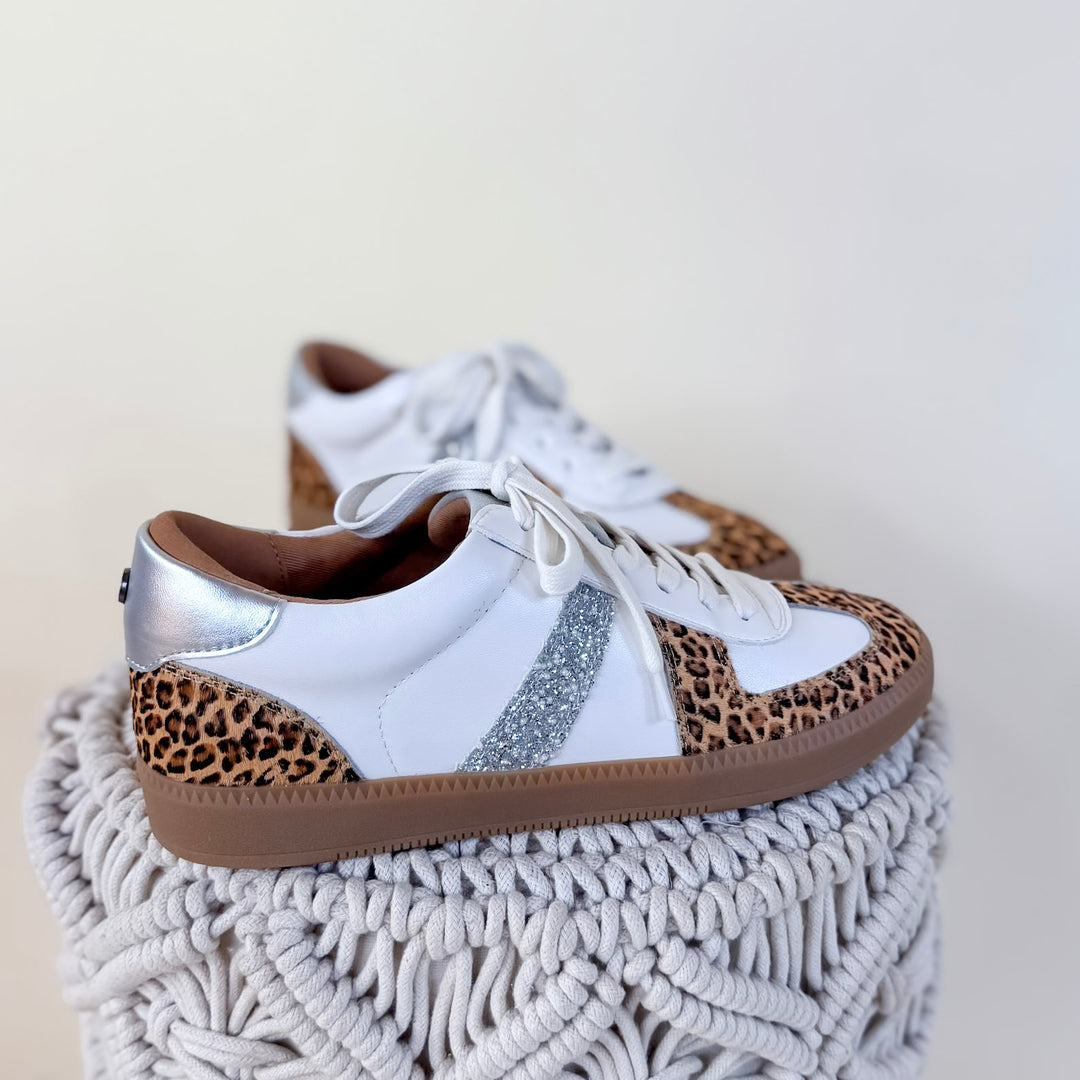 Yellow Box | Zayne Lace-Up Sneaker in Leopard Print and White