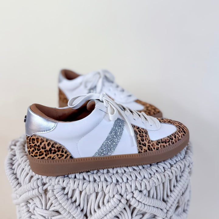 Yellow Box | Zayne Lace-Up Sneaker in Leopard Print and White