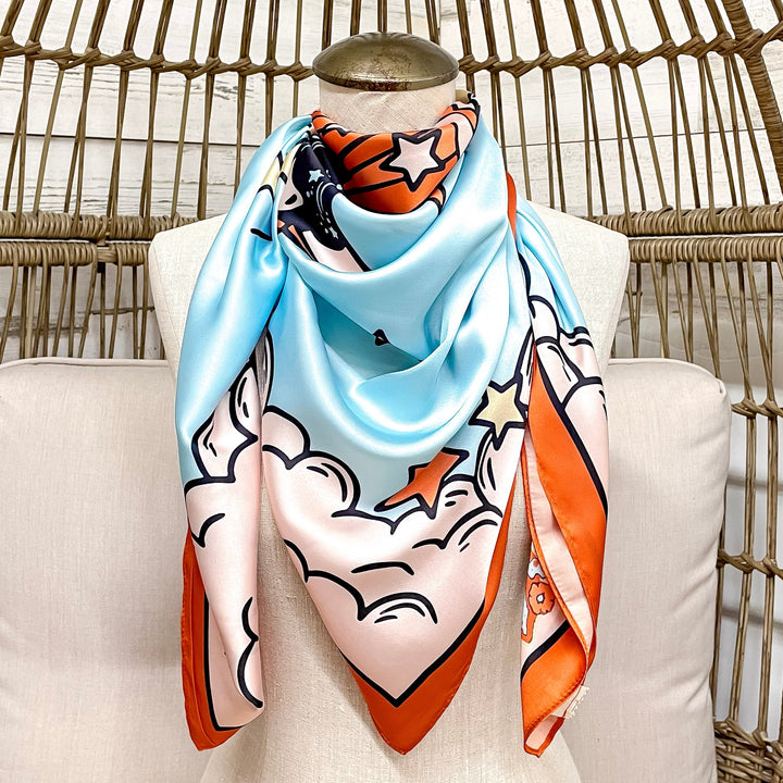 Buck Wild | Space Cowgirl Wild Rag in Orange and Light Blue