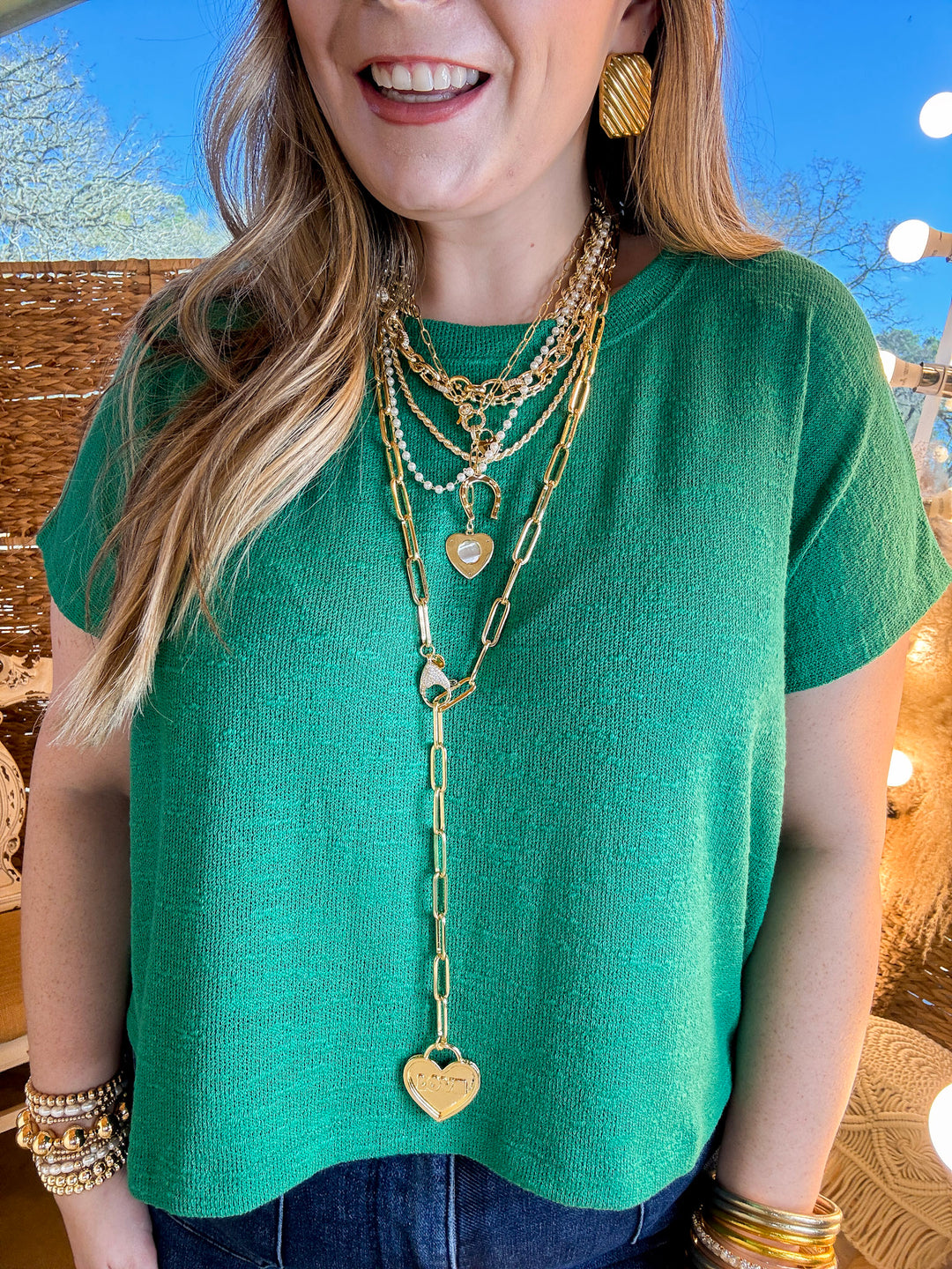 Forever Favorite Oversized Crew Neck Sweater Vest in Kelly Green