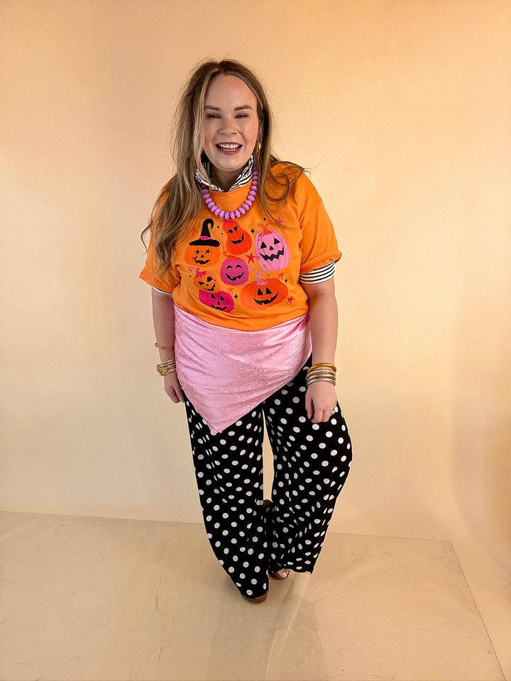 Up to No Gourd Pink &amp; Orange Jack-O’-Lantern Halloween Graphic Tee in Orange