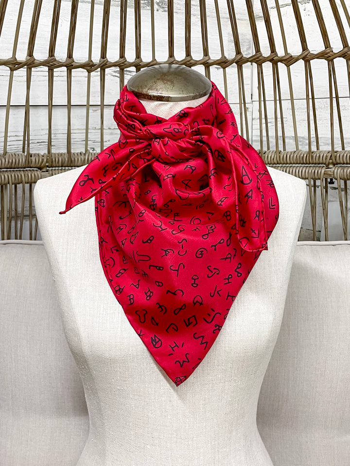 Branded Silk Wild Rag in Red