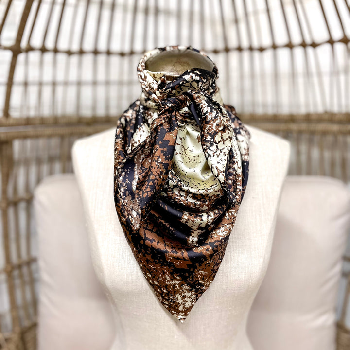 Wyoming Traders | Cobra Charmeuse Silk Wild Rag in Brown