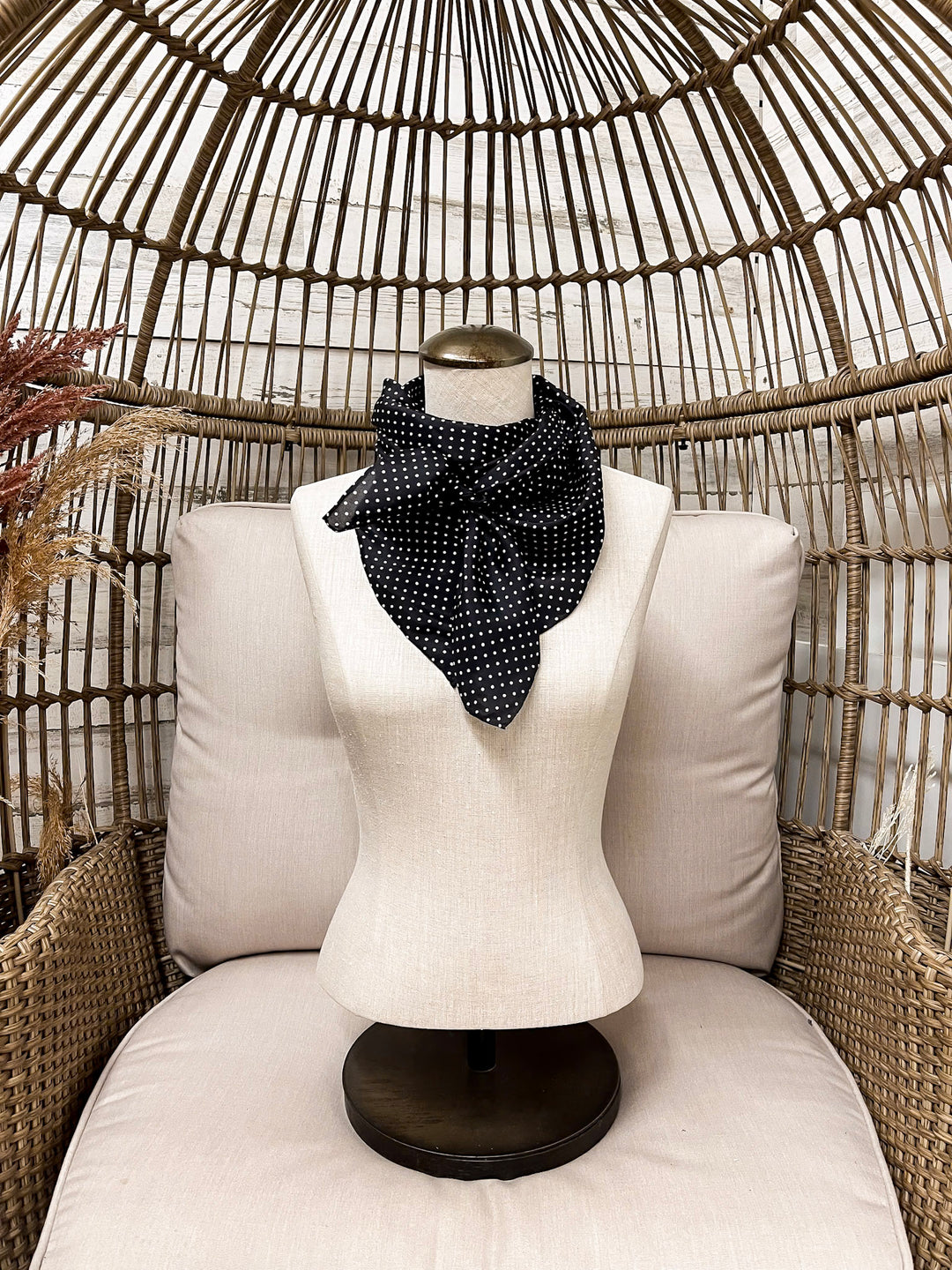 Wyoming Traders | Cowboy Polka Dot Silk Wild Rag Scarf in Black