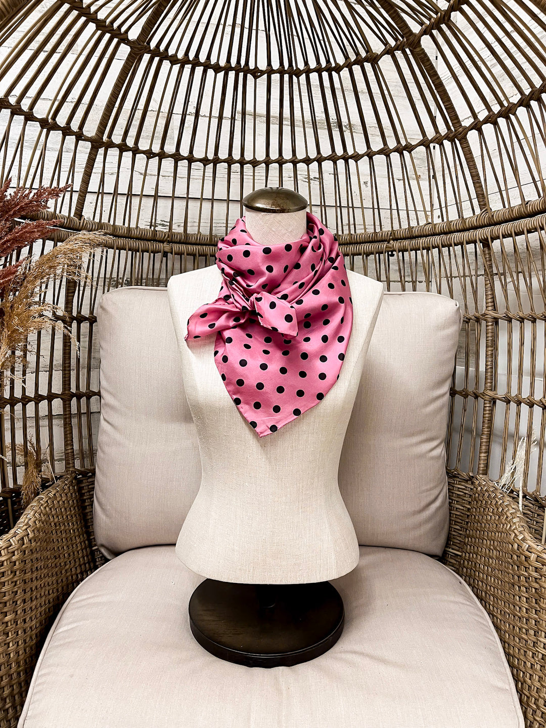 Wyoming Traders | Cowboy Polka Dot Silk Wild Rag Scarf in Pink