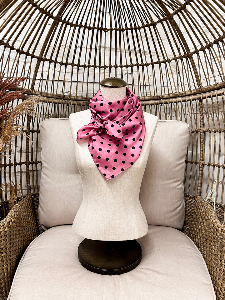 Wyoming Traders | Cowboy Polka Dot Silk Wild Rag Scarf in Pink
