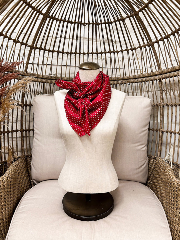 Wyoming Traders | Cowboy Polka Dot Silk Wild Rag Scarf in Red
