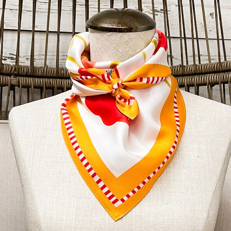 KB's Canvas | Poppy Fleur Floral Print Scarf in Cream and Orange