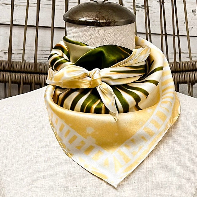 KB's Canvas | Palmè Floral Palm Leaf Print Scarf in Cream and Green