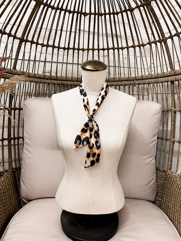 Refined on the Range Cheetah Print Twilly Scarf in Tan