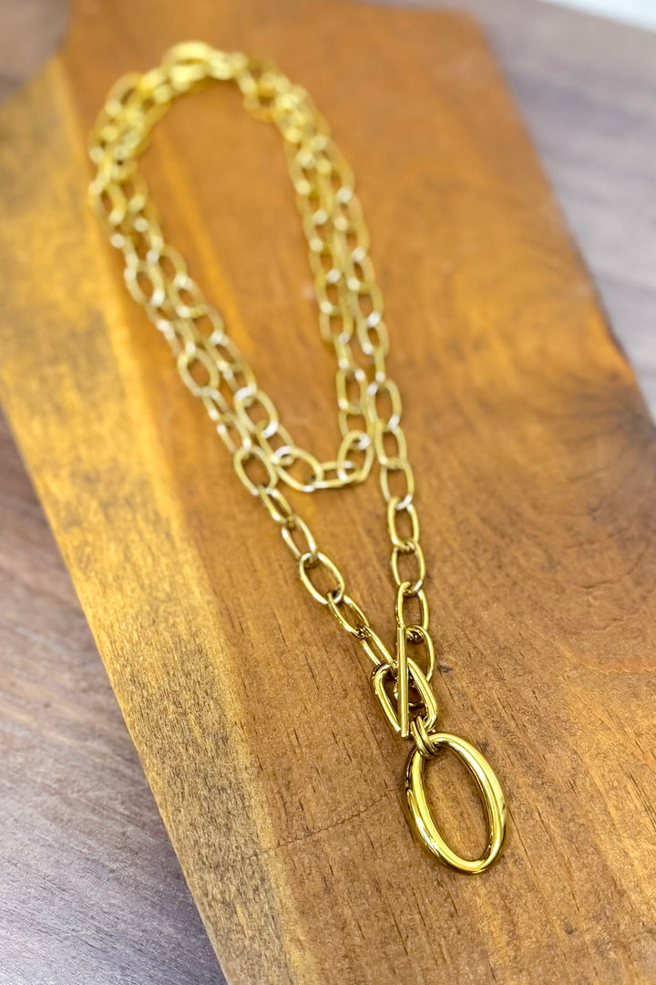 Bracha | Olivia Long Paperclip Chain Necklace in Gold