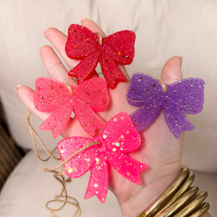 Mystery Spring Color Mini Glitter Bow Car Freshie in Various Scents