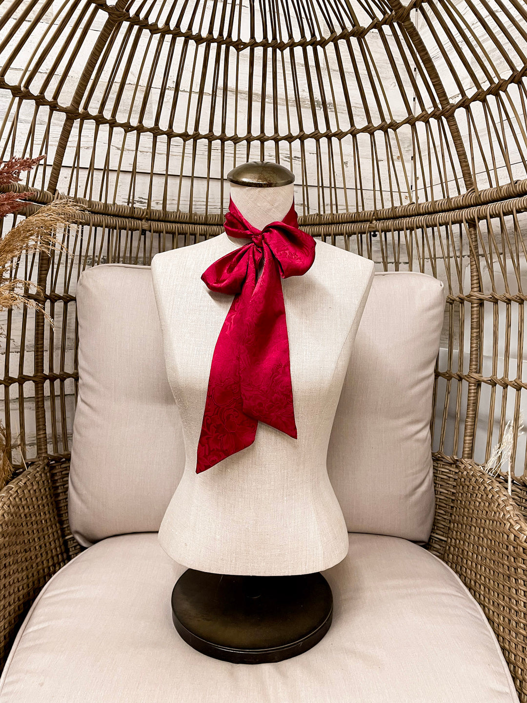 Wyoming Traders | Jacquard Print Silk Twilly Scarf in Red