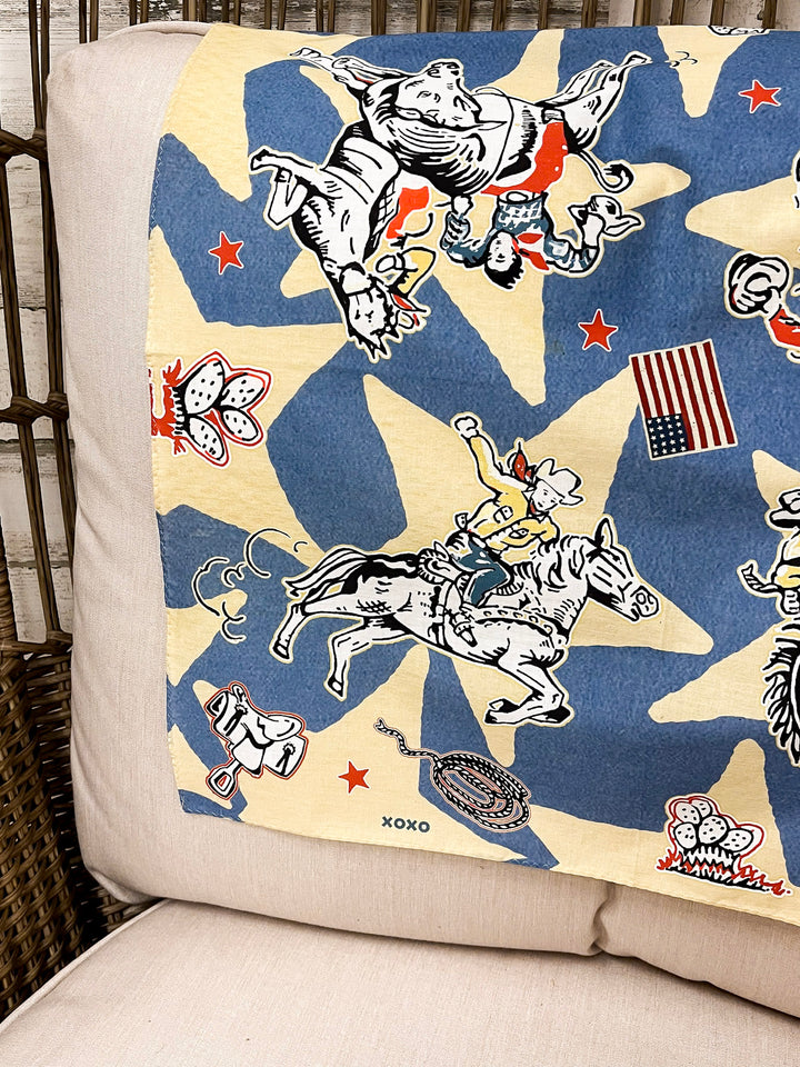 XOXO Art & Co | Star Cowboys Bandana Scarf in Cream and Blue