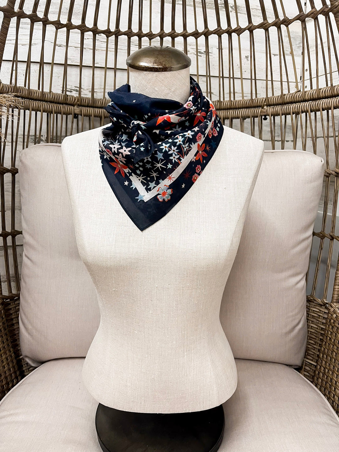XOXO Art & Co | Star Spangled Shorty Wild Rag Scarf in Navy Blue
