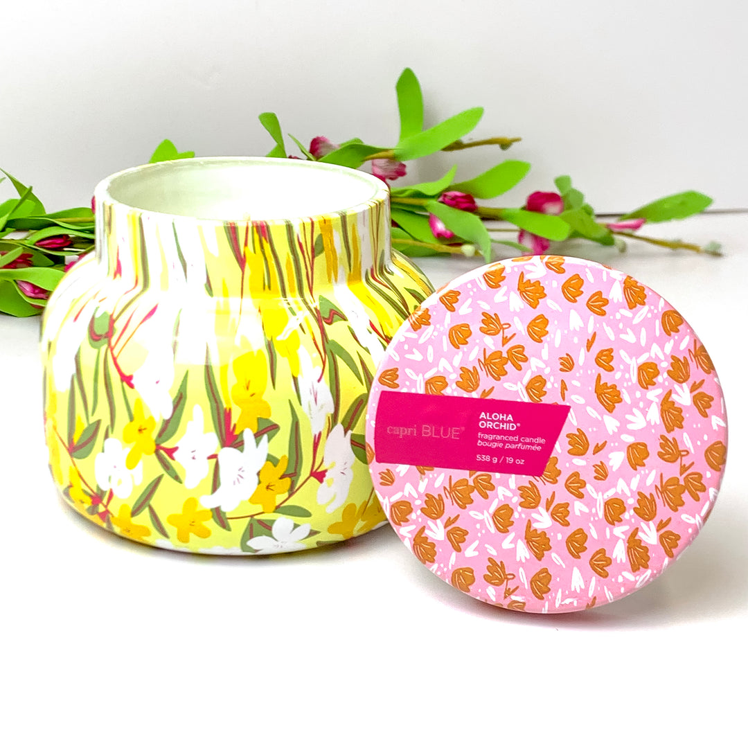 Capri Blue | 19 oz. Jar Candle in Pattern Play | Aloha Orchid - Giddy Up Glamour Boutique