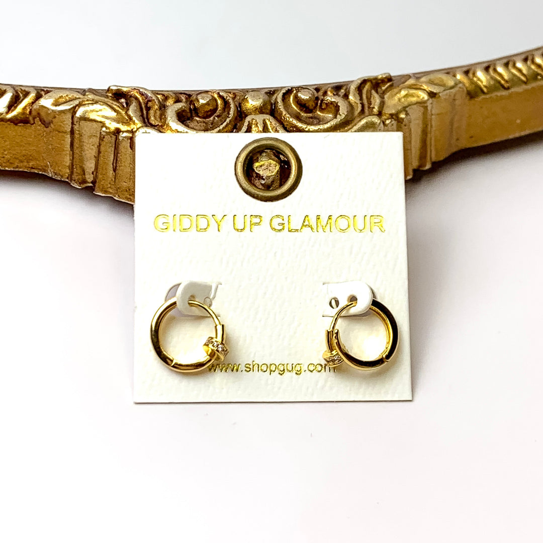 Bracha | Nailed It Huggie Hoop Earrings in Gold Tone - Giddy Up Glamour Boutique