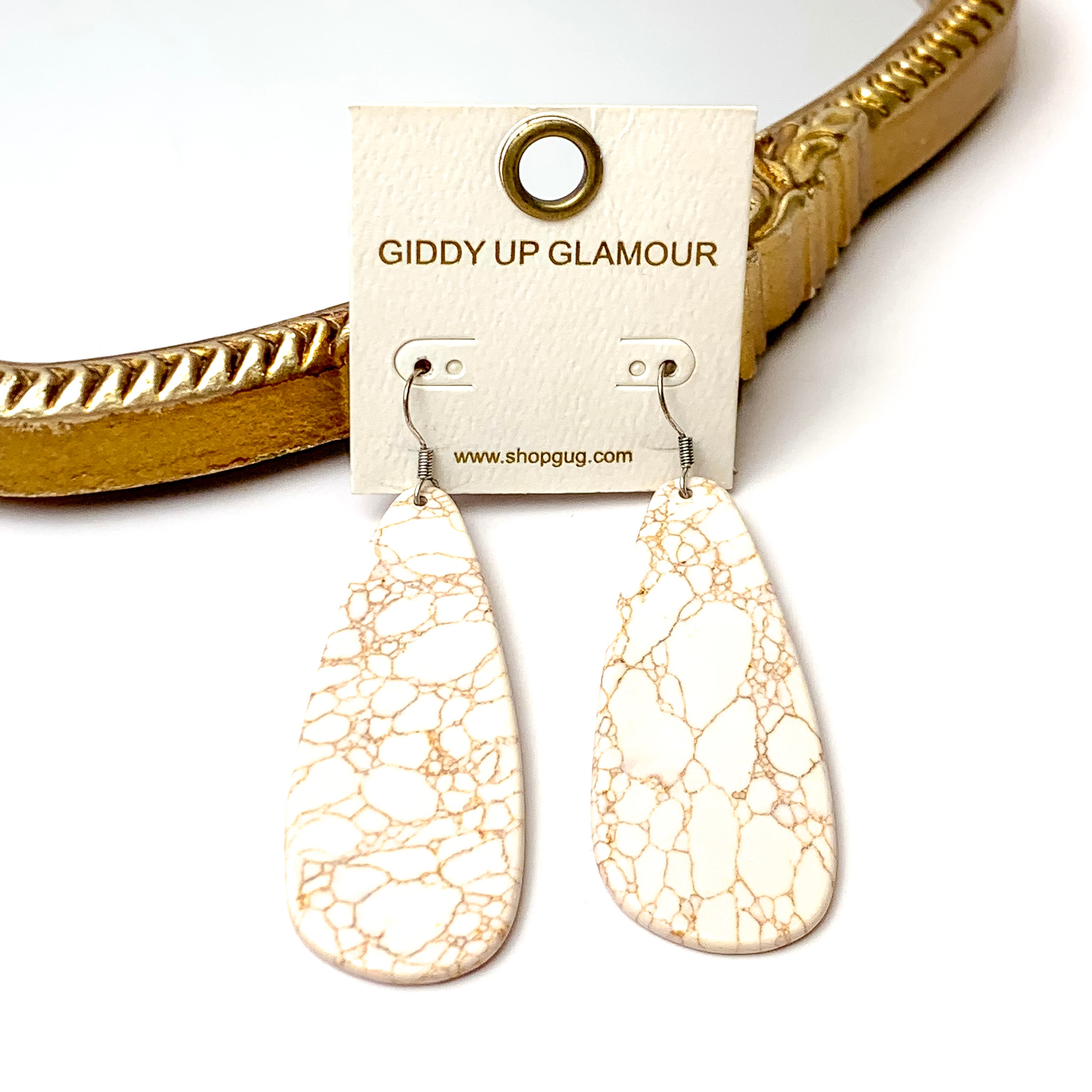 Set in Stone Teardrop Cutout Earrings in Ivory - Giddy Up Glamour Boutique