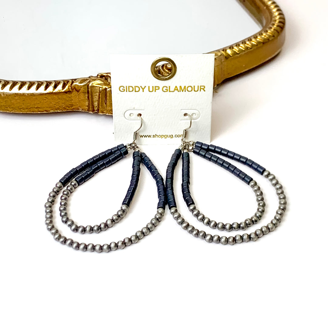 Singing Along Layered Faux Navajo Beaded Teardrop Earrings in Black - Giddy Up Glamour Boutique