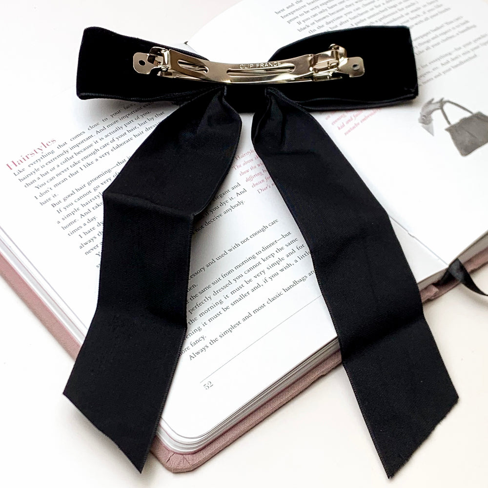City Sunset Velvet Bow in Black - Giddy Up Glamour Boutique