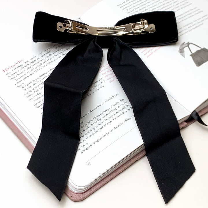 City Sunset Velvet Bow in Black - Giddy Up Glamour Boutique