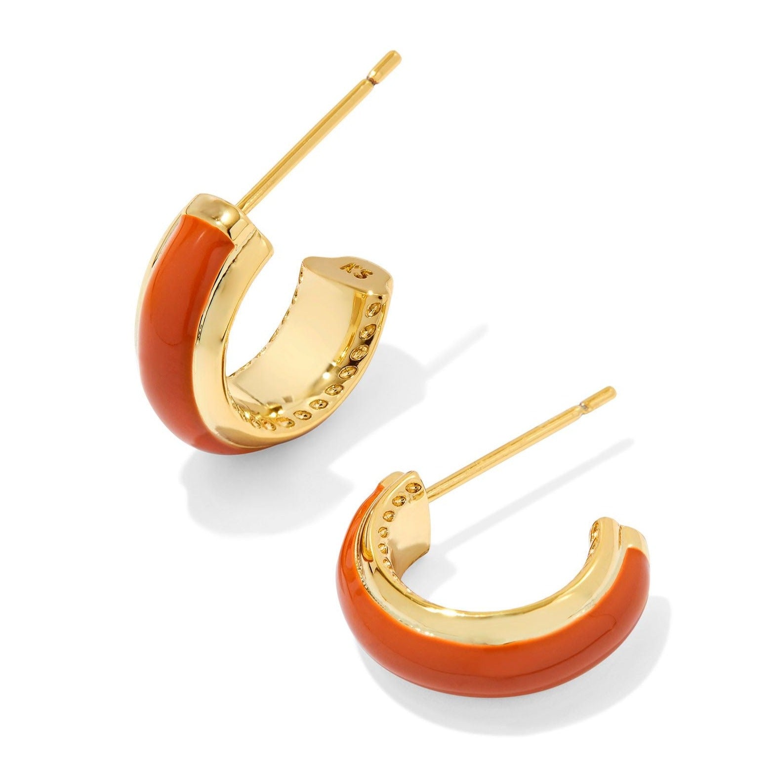 Kendra Scott | Ainsley Gold Huggie Earrings in Orange Enamel