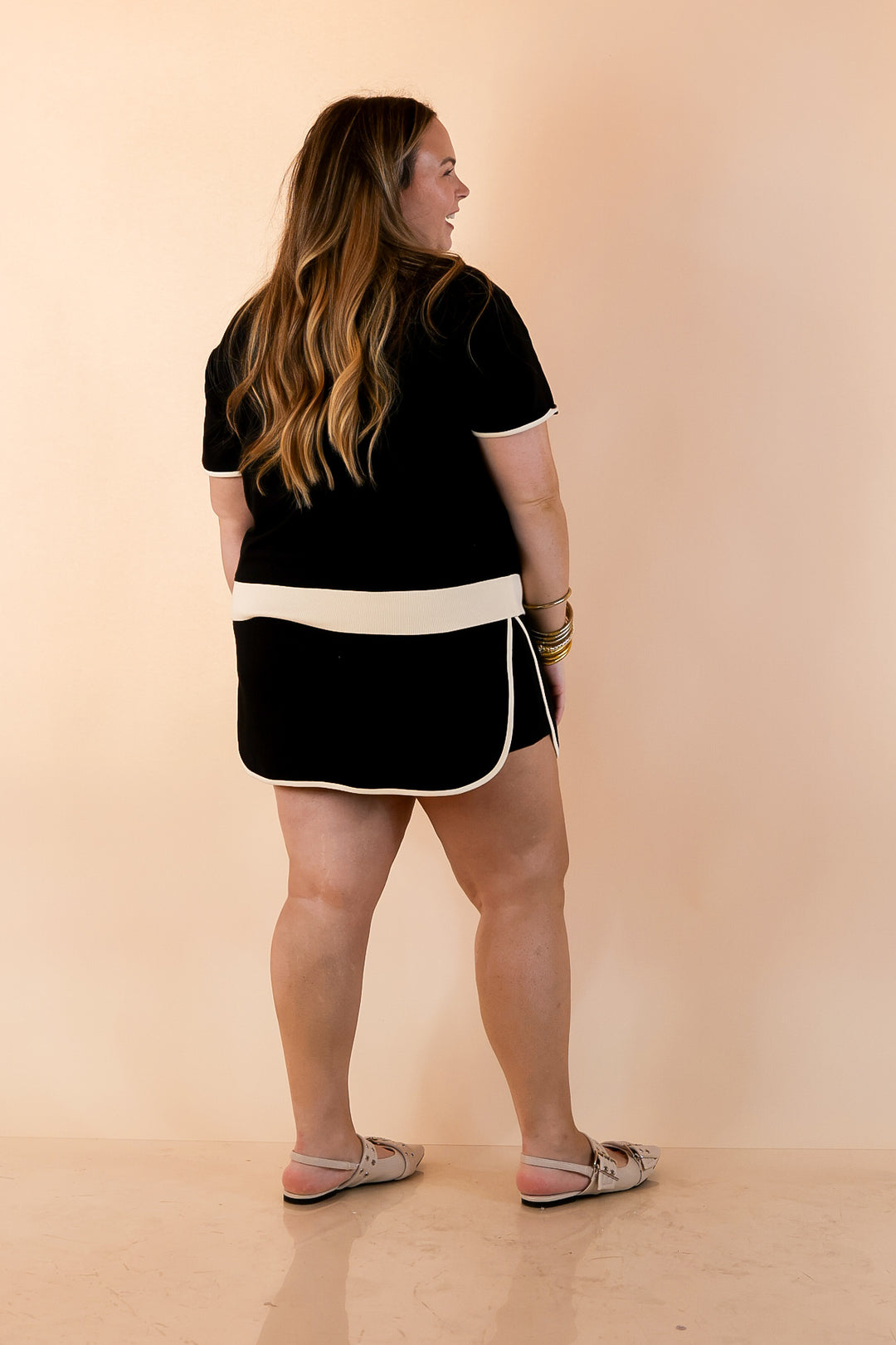Simply Southern | Chic Intentions Cream Contrast Trim Top and Skort Set in Black