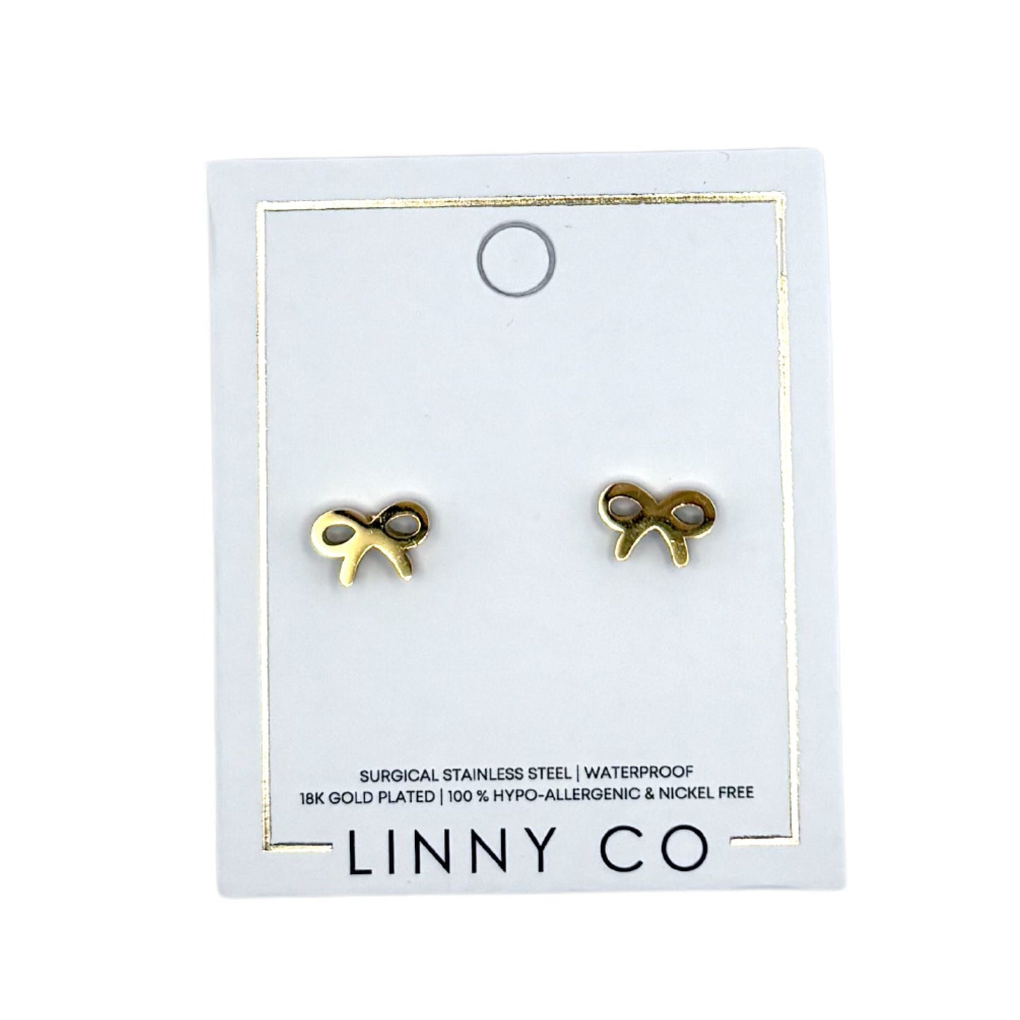 Linny Co | Evie Gold Tone Bow Flatback Stud Earrings