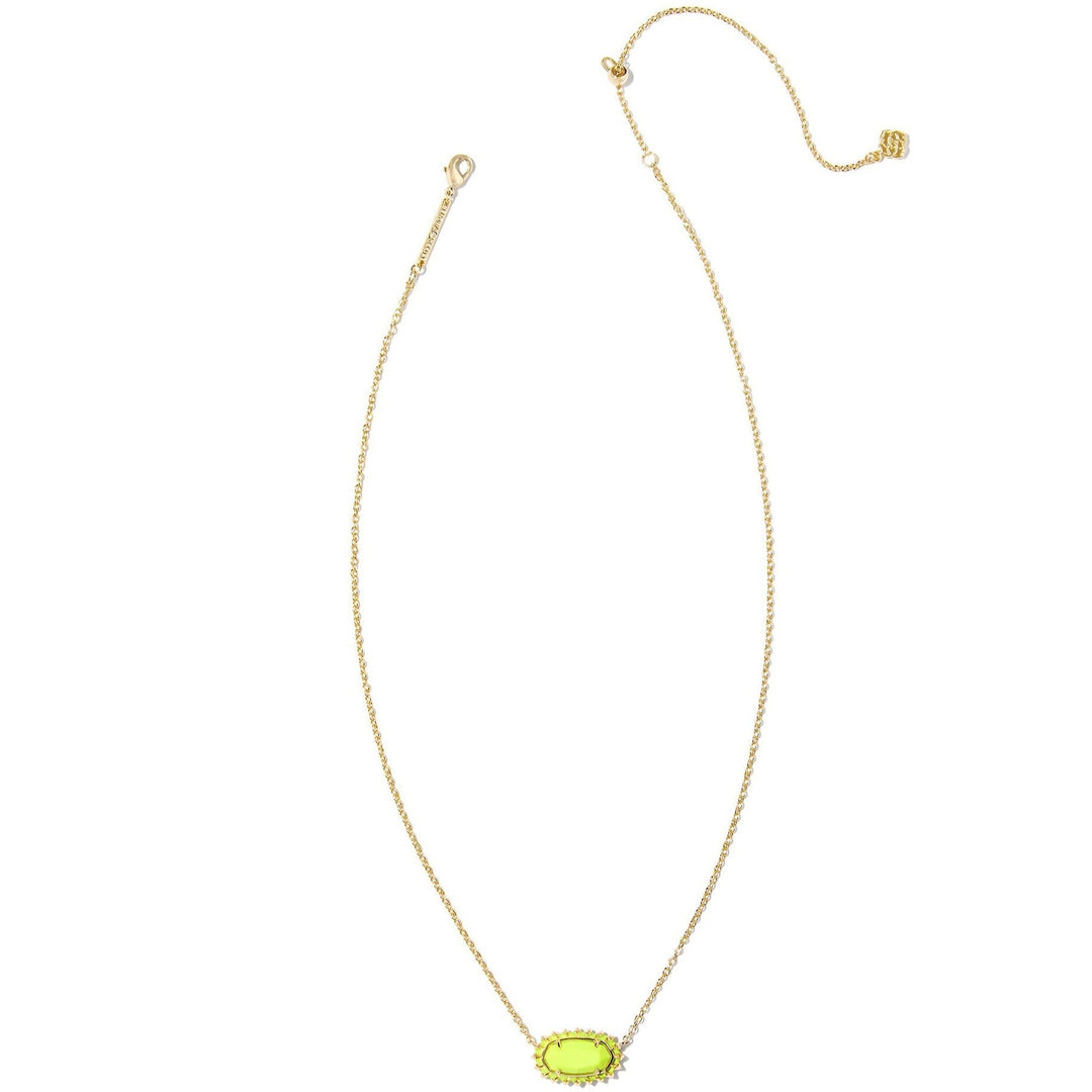 Kendra Scott | Elisa Gold Color Burst Frame Short Pendant Necklace in Chartreuse Magnesite