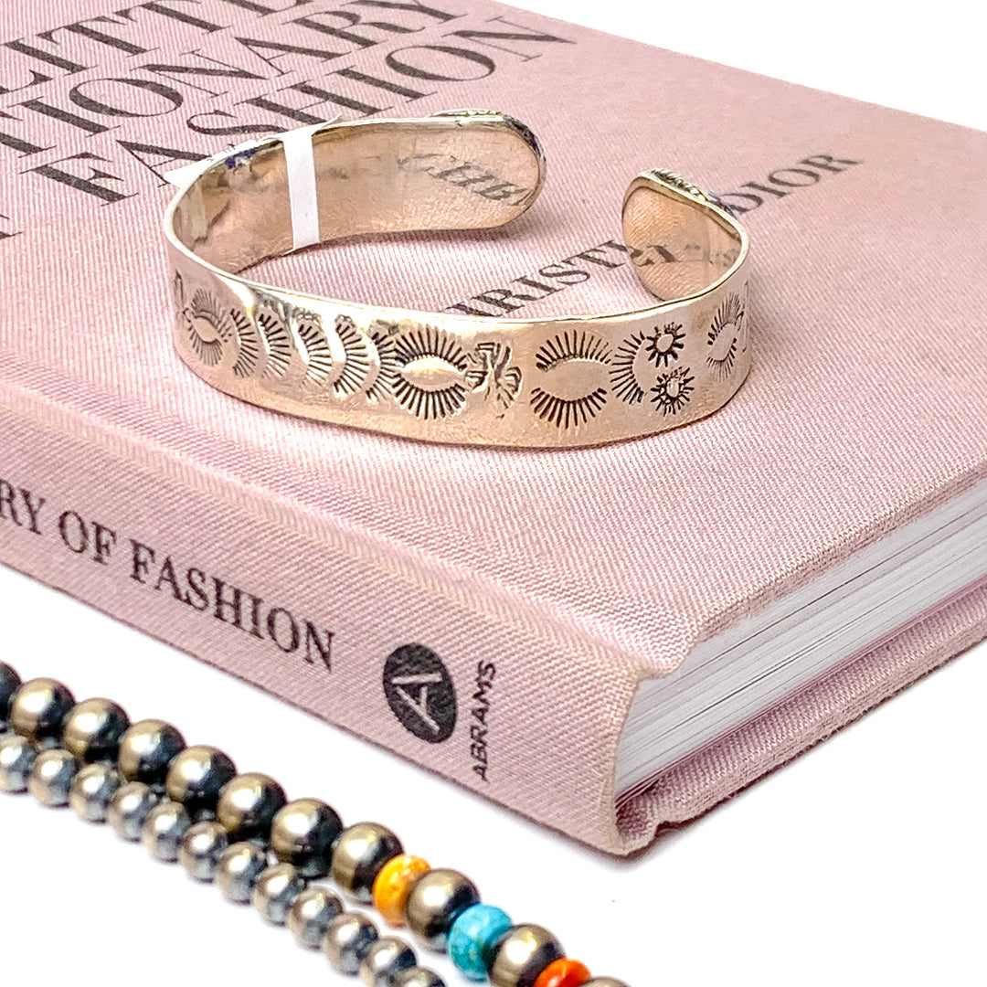 Hada Collection | Handmade Etched Sterling Silver Cuff Bracelet with Purple Mojave Remix Stones - Giddy Up Glamour Boutique