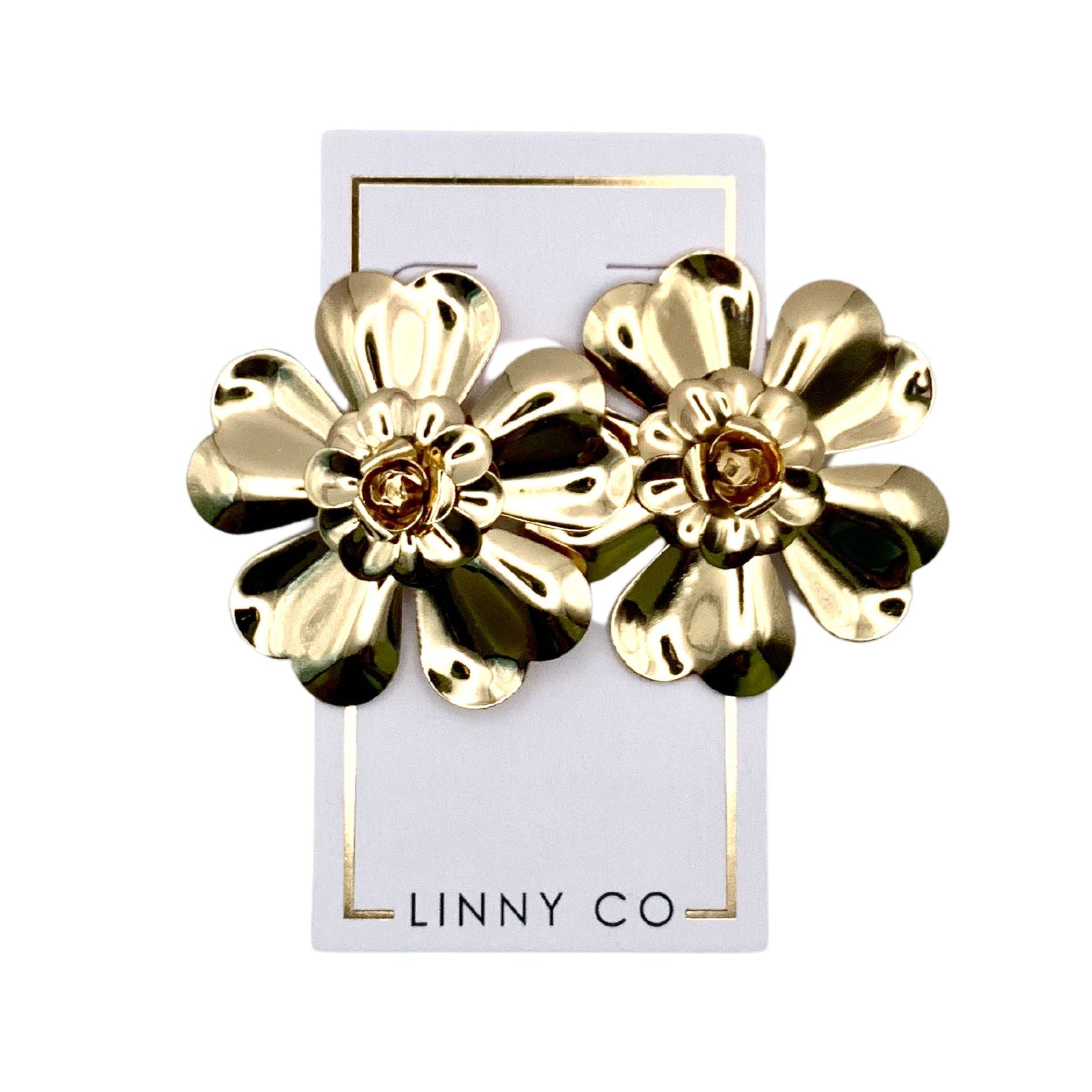 Linny Co | Shelby Gold Tone Flower Earrings