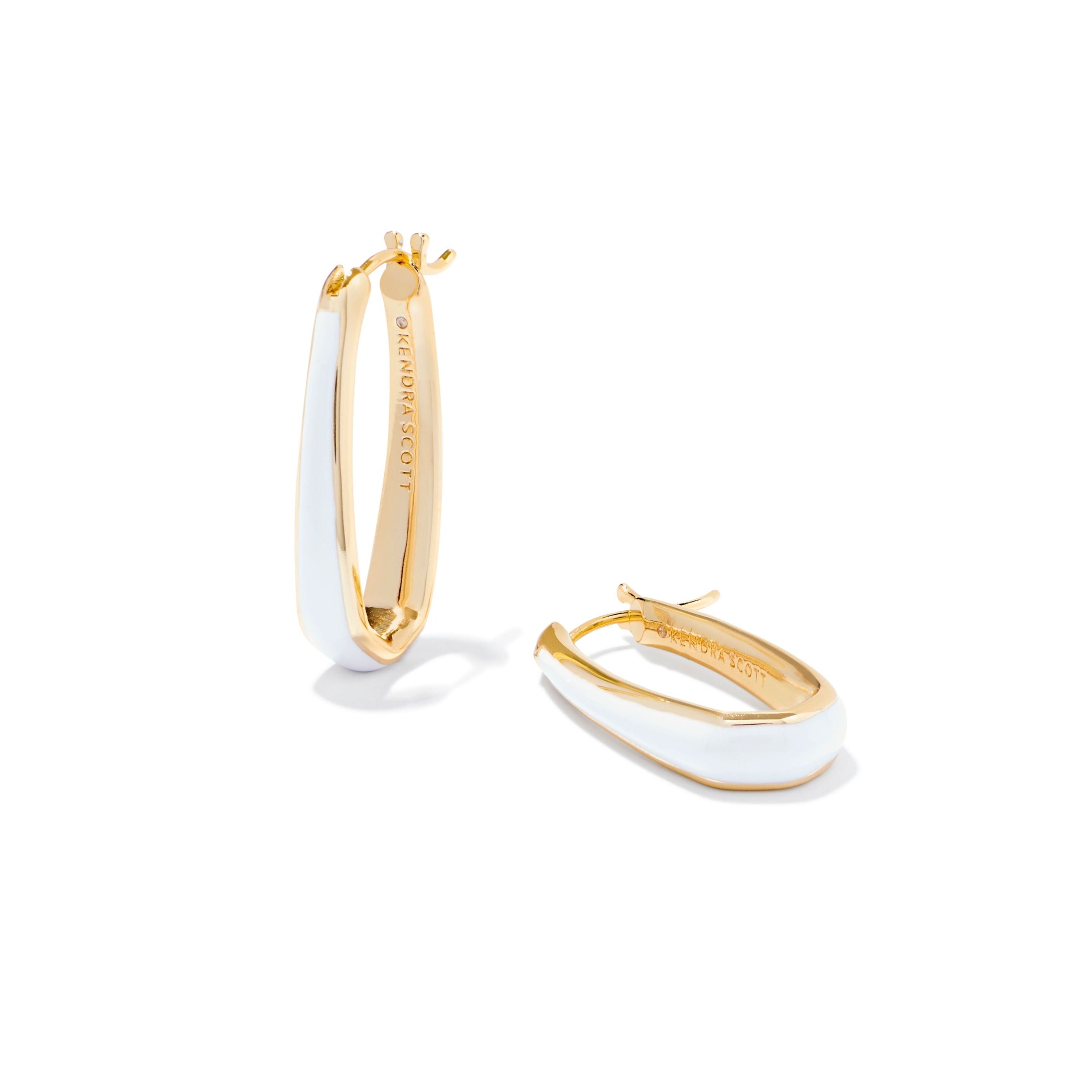 Kendra Scott | Kelsey Gold Hoop Earrings in White Enamel