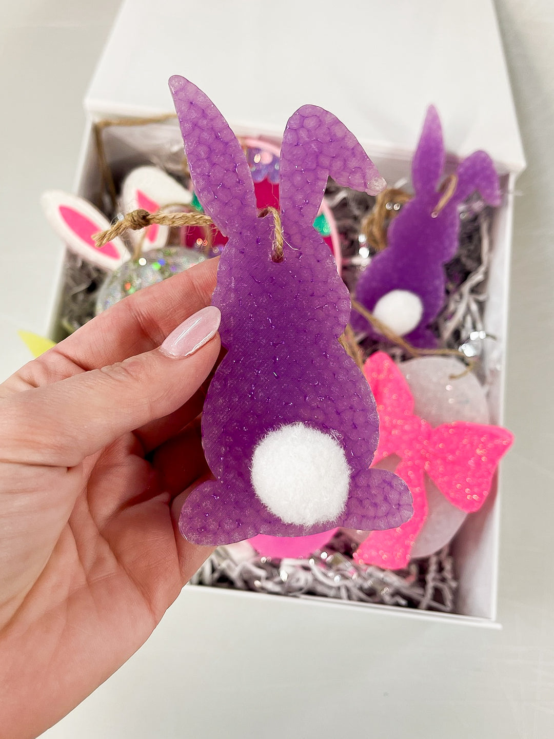 Purple Easter Bunny Butts with Fluffy Tail Car Freshie in Various Scents
