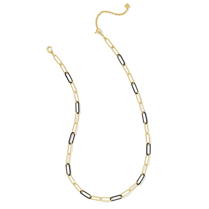 Kendra Scott | Ainsley Gold Convertible Chain Necklace in Black Enamel