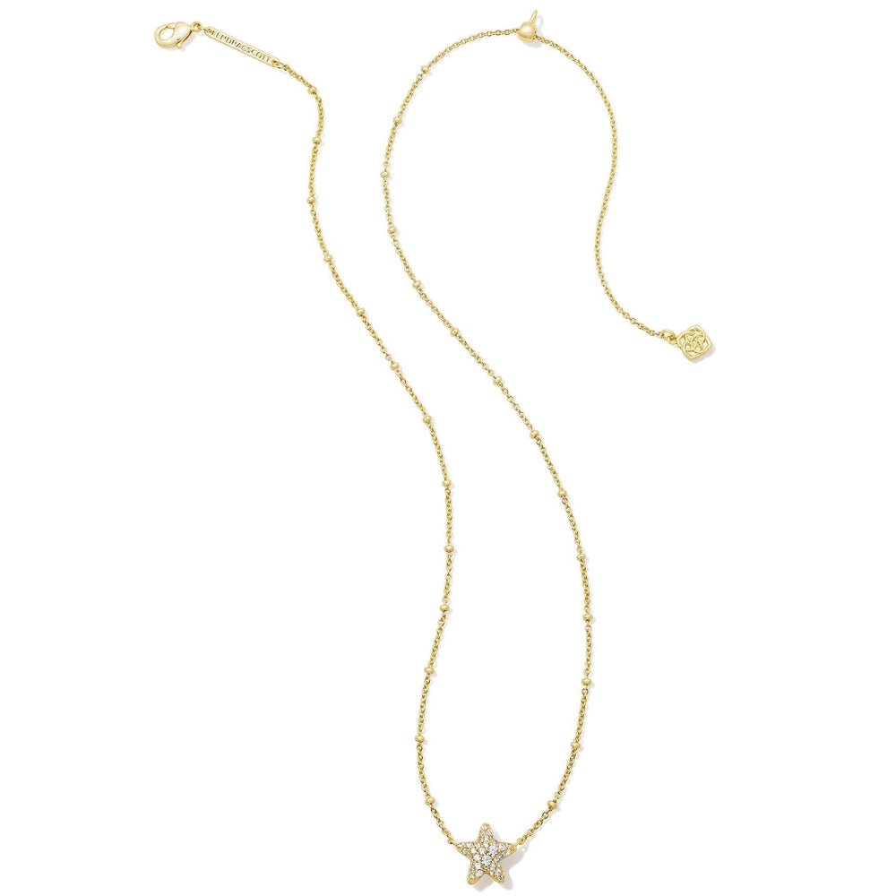 Kendra Scott | Jae Gold Star Pave Pendant Necklace in White Crystal - Giddy Up Glamour Boutique