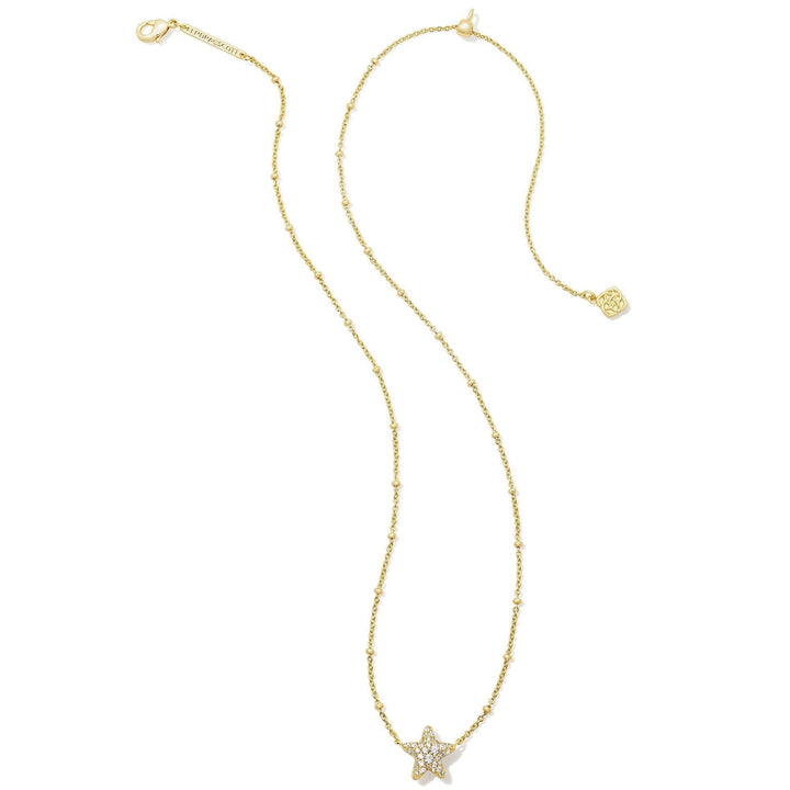 Kendra Scott | Jae Gold Star Pave Pendant Necklace in White Crystal - Giddy Up Glamour Boutique