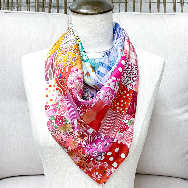 XOXO Art &amp; Co | Vintage Feedsack Shorty Wild Rag Scarf in Multicolor
