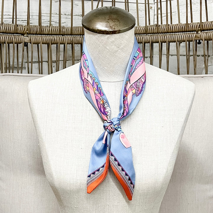 Heart to Style Twilly Scarf in Blue and Pink