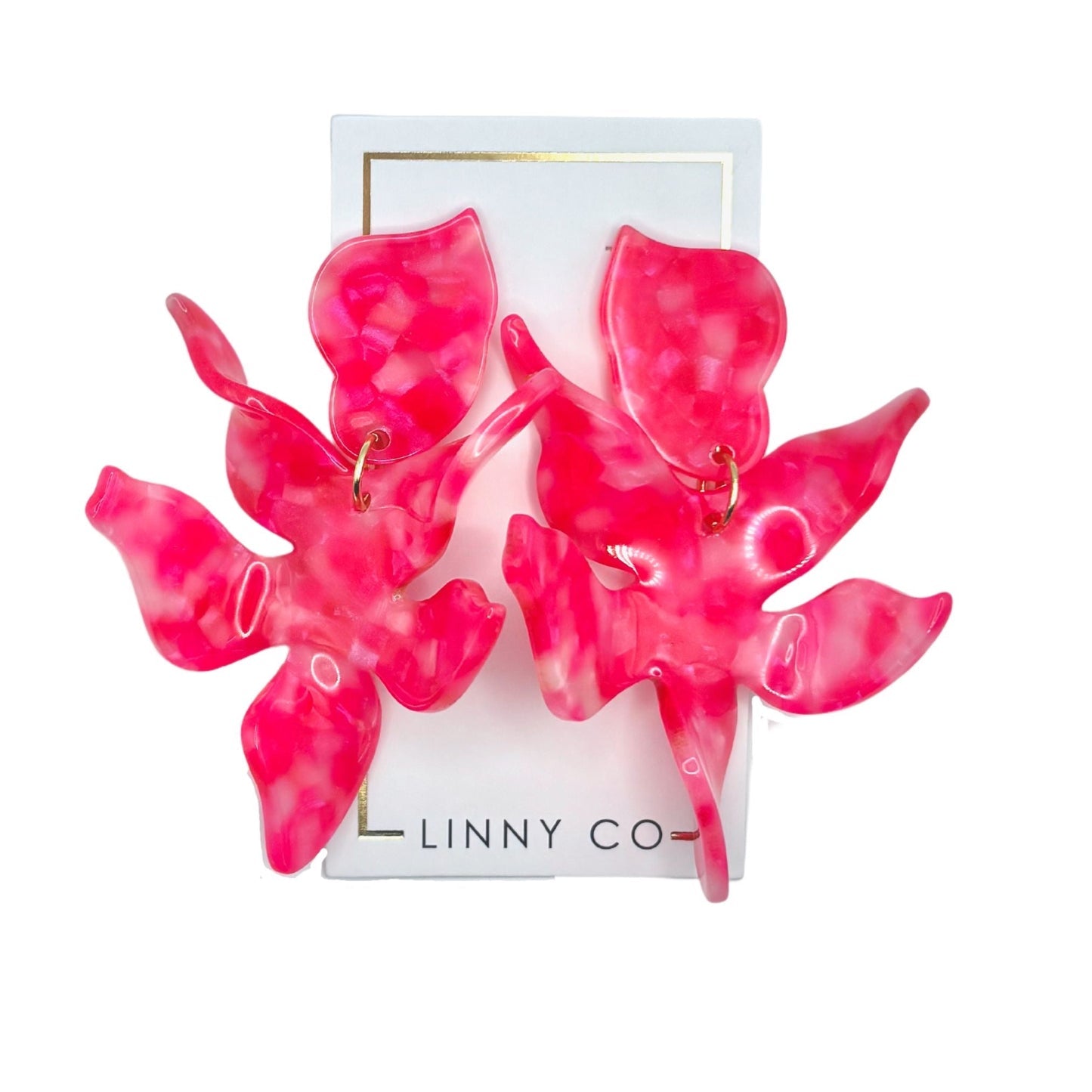 Linny Co | Flora Drop Earrings in Pink Party Punch