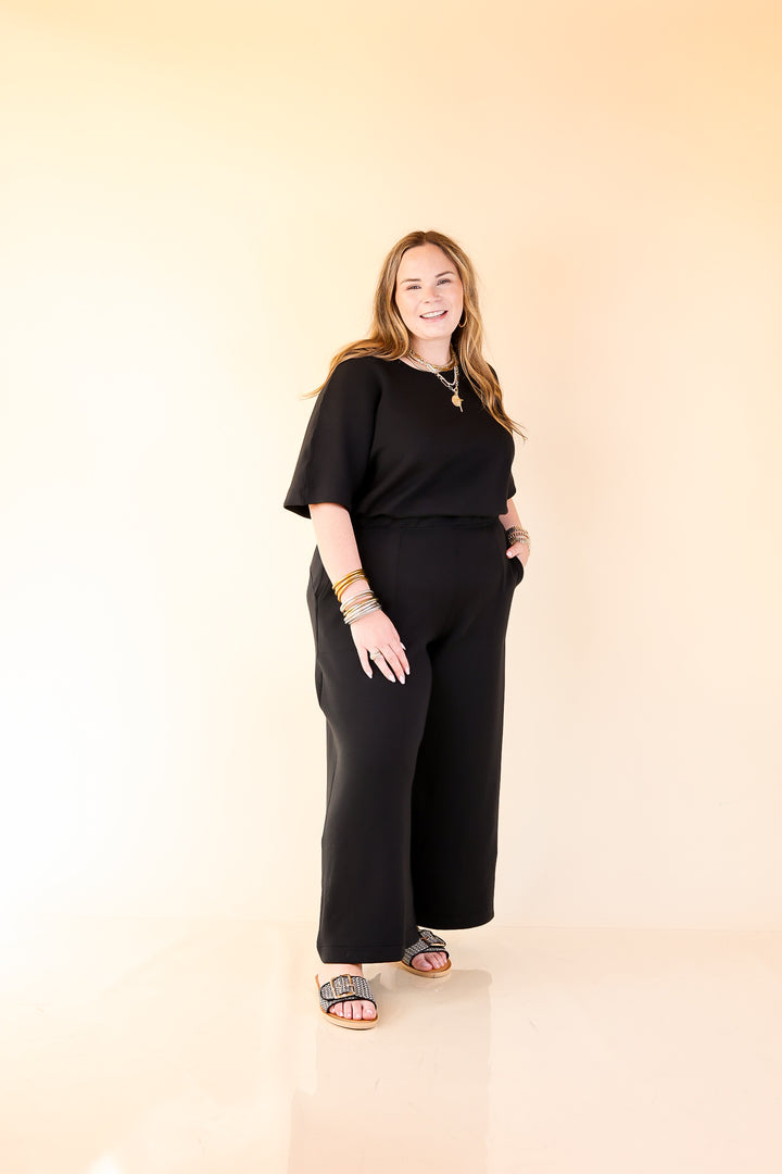 SPANX | AirEssentials Cropped Wide-Leg Jumpsuit in Black