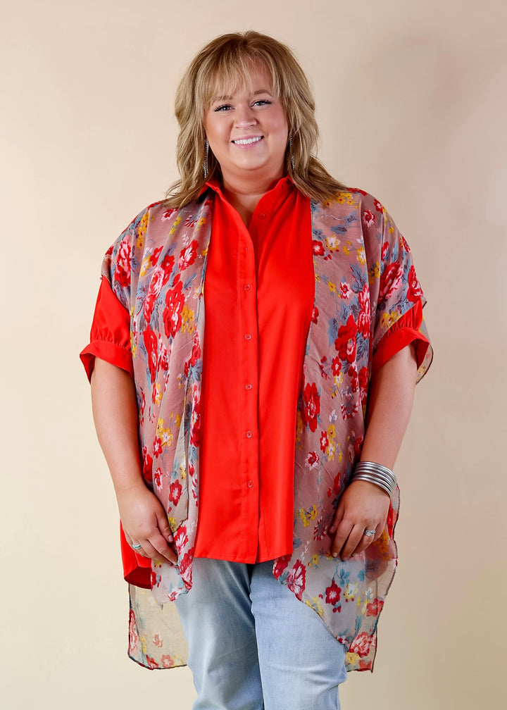 Can't Stop Won't Stop Sheer Kimono in Floral Print - Giddy Up Glamour Boutique